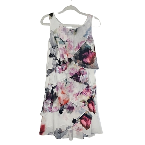 NWT Joseph Ribkoff 4 Tiered Pullover Floral Multicolor Sleeveless Dress Size 4 - Picture 8 of 13